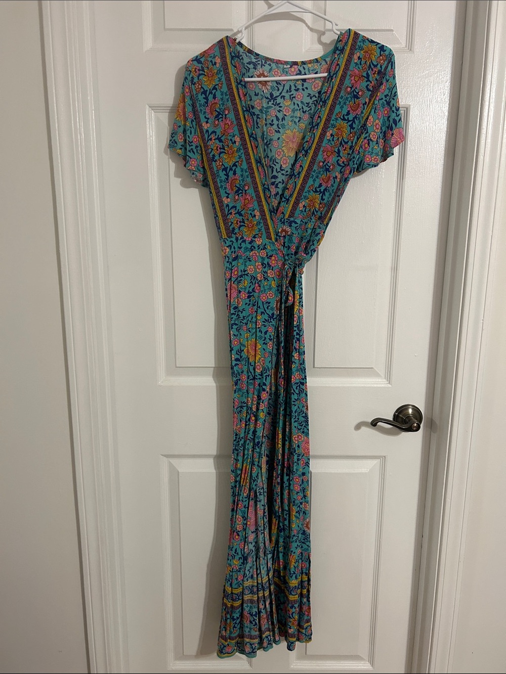 Floral Wrap Maxi Dress in Teal
